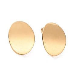 Golden 304 Stainless Steel Stud Earring Findings, with Loop, Curved, Oval, Golden, 20x16x0.75mm, Hole: 3.5mm, Pin: 0.8mm