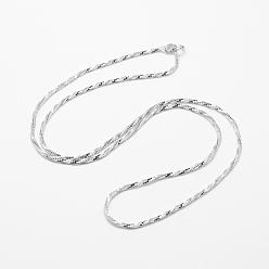 Platinum Sterling Silver Snake Chain Necklaces, with Spring Ring Clasps, Platinum, 19.96 inch(50.7cm)