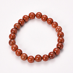 Jaspe Rouge Rouges bracelets naturels stretch jasper perlées, ronde, 2-1/8 pouces (55 mm), perle: 8~9 mm