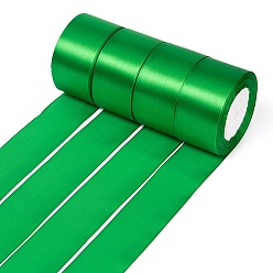 Green Single Face Satin Ribbon, Polyester Ribbon, Green, 2 inch(50mm), about 25yards/roll(22.86m/roll), 100yards/group(91.44m/group), 4rolls/group