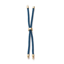 Marine Blue Nylon Twisted Cord Bracelet Making, Slider Bracelet Making, with Eco-Friendly Brass Findings, Round, Golden, Marine Blue, 8.66~9.06 inch(22~23cm), Hole: 2.8mm, Single Chain Length: about 4.33~4.53 inch(11~11.5cm)