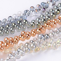 Mixed Color Teardrop Electroplate Glass Beads Strands, Top Drilled Beads, Mixed Color, 3x3mm, Hole: 0.5mm, about 291pcs/strand, 17.7 inch