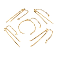 Golden 304 Stainless Steel Box Chain Bracelet Making, Golden, 5-1/2 inch(14cm)