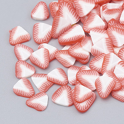 Salmon Handmade Polymer Clay Nail Art Decoration, Fashion Nail Care, No Hole, Fruit, Strawberry , Salmon, 4~6x3~6x0.1~3mm