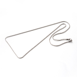 Stainless Steel Color 304 Stainless Steel Rope Chain Necklaces, with Lobster Claw Clasps, Stainless Steel Color, 23.6 inch(59.9cm), 2mm