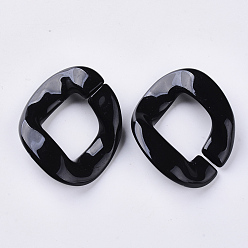 Черный Непрозрачные акриловые соединительные кольца, для изготовления бордюрных цепей, твист, чёрные, 40x33~34x10 мм, внутренний диаметр: 23x16~17 мм, Около 140 шт / 500 г