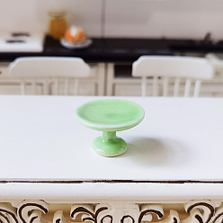 Verde Pálido Adornos de bandeja de frutas en miniatura de porcelana, accesorios de casa de muñecas micro jardín paisajístico, simulando decoraciones de utilería, verde pálido, 25x15 mm