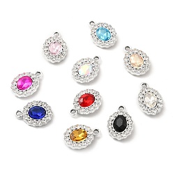 Mixed Color UV Plating Alloy Pendants, with Crystal Rhinestone and Glass, Platinum, Oval Charms, Mixed Color, 18x12.5x4mm, Hole: 2mm