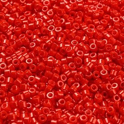 Rouge Perles de rocaille cylindriques, lustre de couleurs opaques, taille uniforme, rouge, 2x1.5mm, Trou: 0.8mm, environ 40000 pcs / sachet , environ 450 g /sachet 