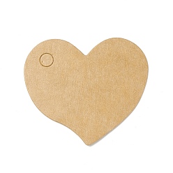 BurlyWood 100Pcs Blank Kraft Paper Gift Tags, Heart, BurlyWood, 4x4.5x0.05cm, Hole: 5mm