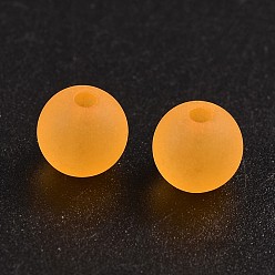 Orange Transparent Acrylic Ball Beads, Frosted Style, Round, Orange, 8mm, Hole: 2mm, about 1892pcs/500g