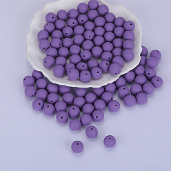 Violet Bleu Perles focales rondes en silicone, perles à mâcher pour les jouets de dentition, Diy soins infirmiers colliers faisant, bleu violet, 15mm, Trou: 2mm