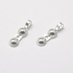 Silver 925 Sterling Silver Bead Tips, Silver, 12x3.5mm, Hole: 2mm