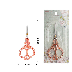 Rose Gold & Stainless Steel Color Stainless Steel Scissors, Embroidery Scissors, Sewing Scissors, with Zinc Alloy Handle, Rose Gold & Stainless Steel Color, 112x45mm