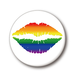 Lip Rainbow Color Pride Flat Round Tinplate Lapel Pin, Badge for Backpack Clothes, Lip, 44mm