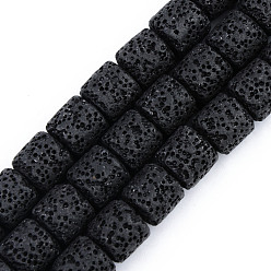 Черный Синтетические бусины из лавы, окрашенные, колонка, чёрные, 10x10 мм, отверстие : 2 мм, около 39 шт / нитка, 15.35 дюйм (39 см)