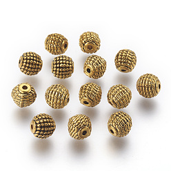 Oro Antiguo Abalorios de aleación de estilo tibetano, sin plomo y el cadmio, rondo, oro antiguo, tamaño: cerca de 9 mm de diámetro, agujero: 2 mm