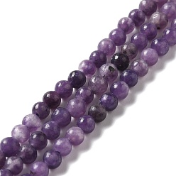 Lepidolita Lepidolita natural / hebras de perlas de piedra de mica púrpura, rondo, 4~4.5 mm, agujero: 0.9 mm, sobre 93~100 unidades / cadena, 14.02~14.88'' (35.6~37.8 cm)