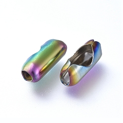 Rainbow Color Revestimiento iónico (ip) 304 conectores de cadena de bolas de acero inoxidable, color del arco iris, 10x4 mm, apto para cadena de bolas de 3.5 mm