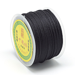 Black Nylon Threads, Milan Cords/Twisted Cords, Black, 1.5~2mm, about 54.68 yards(50m)/roll