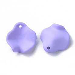 Lilas Peint à la bombe pendentifs acryliques, de Style caoutchouté, pétale, lilas, 16x15x5~6mm, Trou: 1.4mm