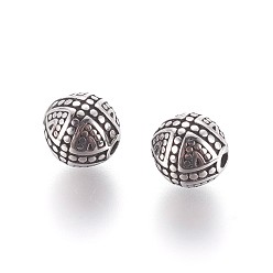 Antique Silver 304 Stainless Steel Beads, Round, Antique Silver, 9x9.5mm, Hole: 1.6mm
