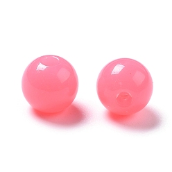 Rose Chaud Perles acryliques fluorescents, ronde, rose chaud, 8mm, trou: 1.5 mm, environ 1700 pcs / 500 g