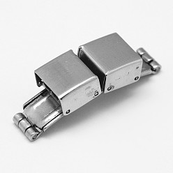 Stainless Steel Color Rectangle 201 Stainless Steel Watch Band Clasps, Stainless Steel Color, 34x10x8mm, Hole: 3x9mm