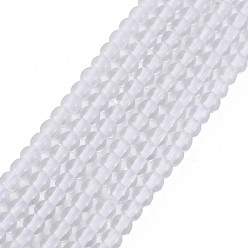 Blanco Abalorios de vidrio, rondo, blanco, 2 mm, agujero: 0.6 mm, sobre 185~206 unidades / cadena, 14.37~14.76 pulgada (36.5~37.5 cm)