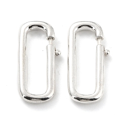 Silver 925 Sterling Silver Spring Ring Clasp, Rectangle, Silver, 22x9x2.5mm, Inner Diameter: 18x4mm