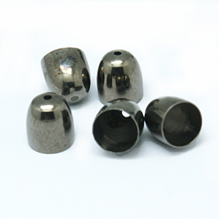 Gunmetal Brass Cord Ends, End Caps, Oval, Gunmetal, 12x11mm, Hole: 1.5mm, Inner Diameter: 9.5mm