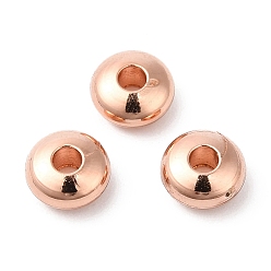 Rose Gold Brass Beads, Cadmium Free & Lead Free, Rondelle, Long-Lasting Plated, Rose Gold, 6x3mm, Hole: 2mm