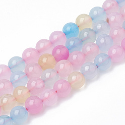 Mixed Color Natural Agate Beads Strands, Dyed, Round, Mixed Color, 8~8.5mm, Hole: 1mm, about 47pcs/strand, 15.5 inch