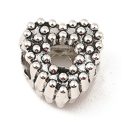 Antique Silver Tibetan Style Alloy European Beads, Large Hole Beads, Heart, Antique Silver, 12x12x7mm, Hole: 5mm, about 434pcs/1000g