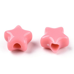 Salmon Opaque Acrylic Beads, Star, Salmon, 9x9.5x5.5mm, Hole: 2.5mm, about 2050pcs/500g