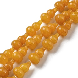 Gold Natural White Jade Beads Strands, Dyed, Gourd, Gold, 17.5~18.5x9.5~10mm, Hole: 1.2mm, about 23~24pcs/strand, 16.14~16.34 inch(41~41.5cm)