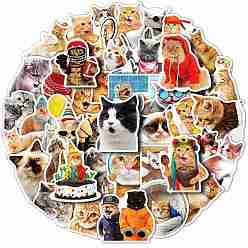 Cat Shape Водонепроницаемые наклейки из ПВХ, для чемодана, скейтборде, холодильник, шлем, оболочка мобильного телефона, Узор кошки, 50~70x50~70 мм