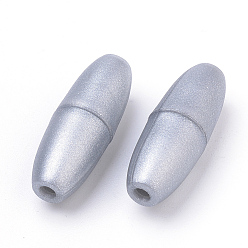 Серебро Пластиковые застежки отколовшиеся, для резиновых силиконовых прорезывающих ожерелий, серебряные, 24x9 мм, отверстие : 2.5 мм
