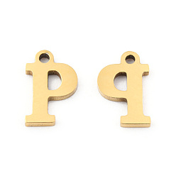 Letter P 201 encantos de acero inoxidable, alfabeto, letter.p, 8.5x5.5x1 mm, agujero: 1 mm