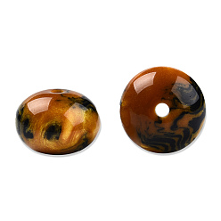 Verge D'or Perles en résine, pierre d'imitation, plat rond, verge d'or, 16x11mm, Trou: 2.1~2.3mm