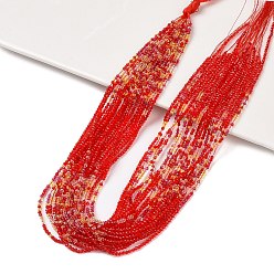 Red Transparent Gradient Color Glass Beads Strands, Segmented Multi-color Beads, Faceted Round, Red, 2mm, Hole: 0.5mm, about 184~187pcs/strand, 14.37''(36.5cm)