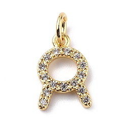 Taurus Brass Micro Pave Cubic Zirconia Charms, Constellation Charm, with Jump Rings, Real 18K Gold Plated, Taurus, 12x8x1.5mm, Hole: 3.4mm