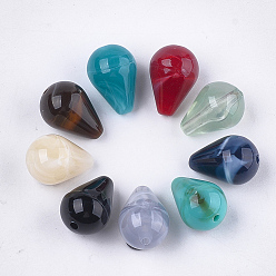 Couleur Mélangete Perles acryliques, style de pierres fines imitation, larme, couleur mixte, 16x11mm, Trou: 1.8mm