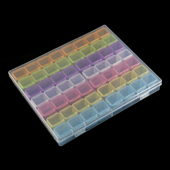 Colorful Transparent Plastic 56 Grids Bead Containers, with Independent Bottles & Lids, Each Row 8 Grids, Rectangle, Colorful, 21x17.4x2.6cm
