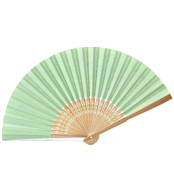 Vert Pâle Bambou avec éventail pliant en papier vierge, éventail en bambou bricolage, pour la décoration de danse de mariage de fête, vert pale, 210mm