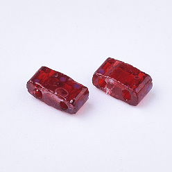 Темно-Красный 2 Прозрачный стеклянный бисер, , прямоугольные, темно-красный, 4.5~5.5x2x2~2.5 мм, отверстие : 0.5~0.8 мм