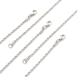 Stainless Steel Color 5Pcs 304 Stainless Steel Round Twist Rope Chain Necklaces Set for Men Women, Stainless Steel Color, 20 inch(50.8cm)