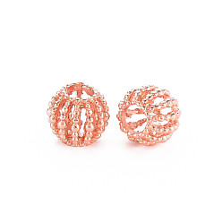 Rose Gold Rack Plating Alloy European Beads, Large Hole Beads, Cadmium Free & Nickel Free & Lead Free, Round, Rose Gold, 10x9mm, Hole: 4.5mm