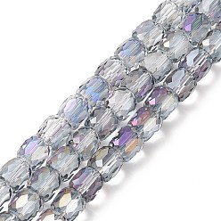 Pourpre Plaquer les perles de verre opaques, tonneau à facettes, pourpre, 10x10mm, Trou: 1mm