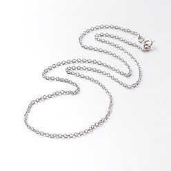 Stainless Steel Color 316 Surgical Stainless Steel Cable Chain Necklaces, with Brass Spring Ring Clasps, Stainless Steel Color, 20 inch(50.8cm)